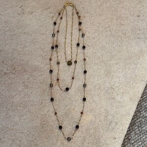 Multi-Strand layered Gold, Pearl, Bead and gem Women’s Necklace - good condition